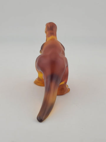Rare Royales de Champagne Crystal Dinosaur T-Rex Figurine Amber Art Glass France
