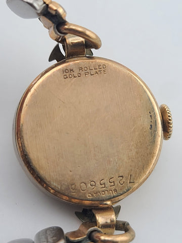 Antique 1940's Small Bulova 10k Gold Filled Ladies Swiss Wrist Watch. Working.