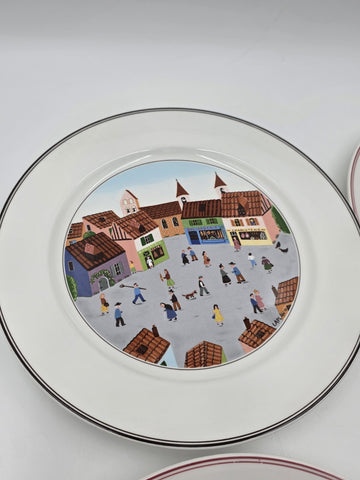 Villeroy & Boch Naif Laplau 4 Dinner Plates Christmas Village Noah Ark 10.5 Inch