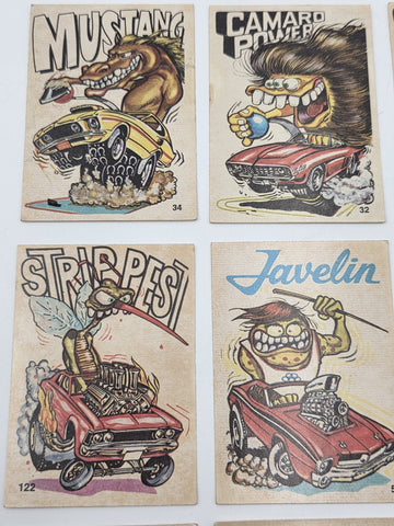 1970 Donruss Odd Rods Sticker Cards Lot of 12 Hot Rod Monster Rat Fink Style