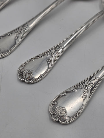 Set 4 Christofle France Silverplate Louis XV Rococo Dinner Table Spoons Flatware