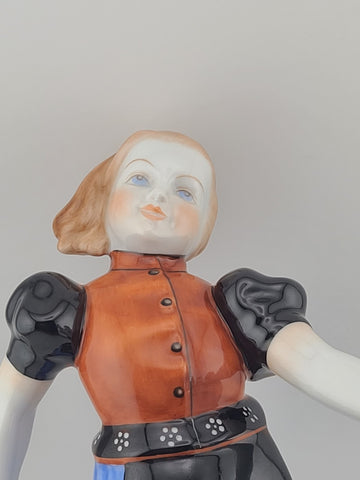 VINTAGE HEREND HUNGARY FOLKLORE CHILDREN DANCING PORCELAIN FIGURINE #5482