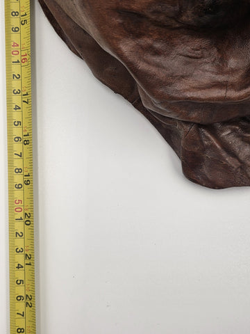 One Of A Kind XL Signed Costa Rican Hand Sculpted Leather Wall Relief Woman 1970