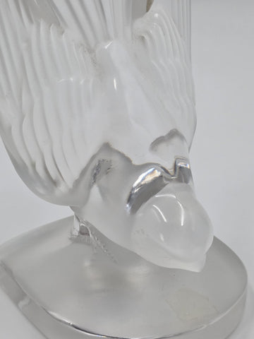 Vintage Lalique Crystal Deaux Hirondelles Swallows Paperweight Bookend Signed
