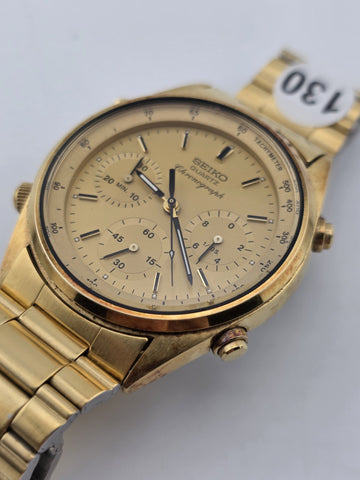 RARE VINTAGE SEIKO CHRONOGRAPH JAMES BOND 7A28-7020 JAPAN GOLD TONE MEN'S WATCH