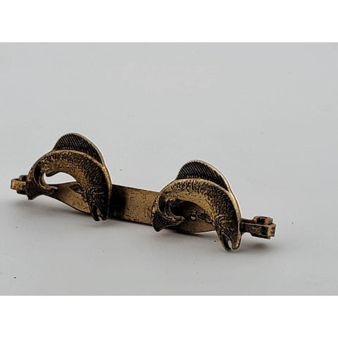 Vintage Brass Anson Double Fish Brass Chest Pin