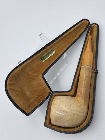 Antique D.P. Ehrlich Boston Large Meerschaum Tobacco Pipe Genuine Amber Stem