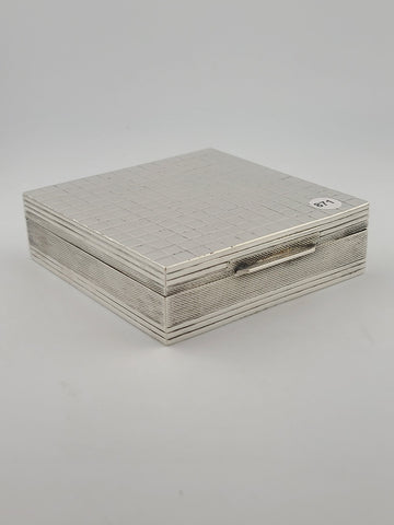 Antique Italian 800 Silver Wood Lined Cigarette Box Mid Century Modern Square