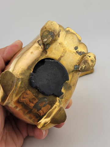 Lot Of 2 Vintage Collectible Heavy Brass Piggy Bank And Paperweight.