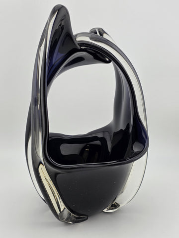 Rare Modern Abstract Murano Art Glass Vase Cobalt Blue Freeform Sculpture.
