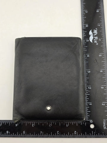 Vintage Montblanc Black Leather Bifold Wallet 14 Cc Slots. Made in Italy Snowcap