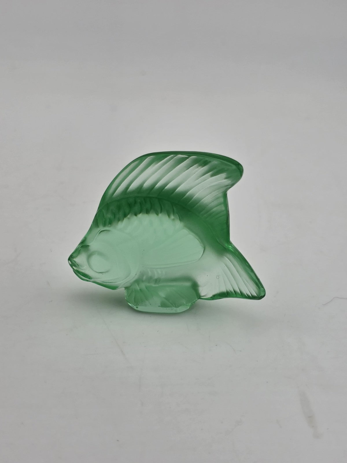 Vintage Lalique France Mint Green Crystal Fish Sculpture 2" Signed Mint Cond.