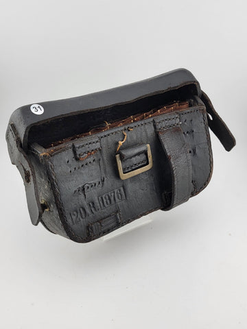 Private: Antique 1876 Indian Wars 120R Leather Cartridge / Ammo Pouch Arsenal