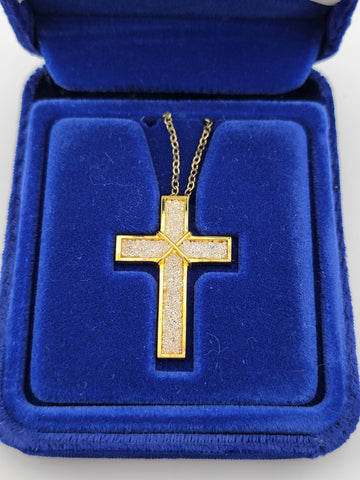 Vtg NIB Franklin Mint "The Pavium Cross" Pure Crystals .999 Silver Necklace COA