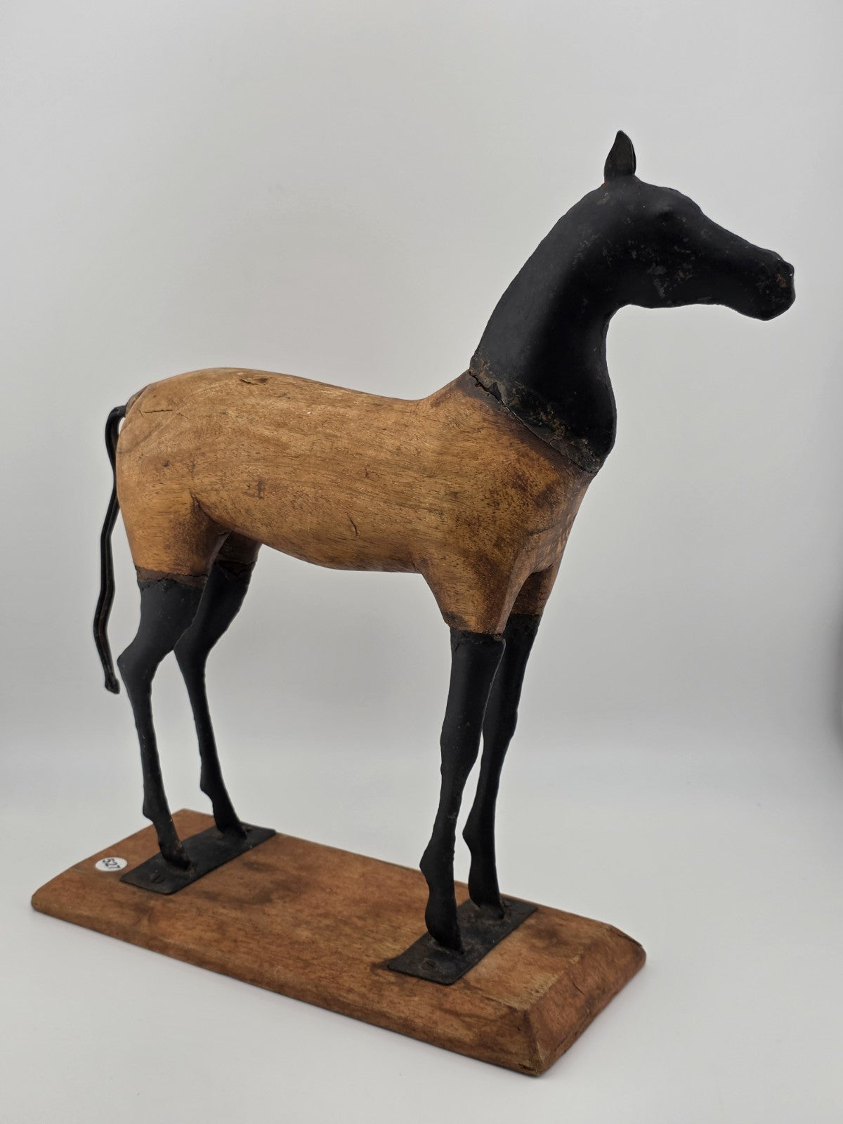 Vintage, Hand Carved Wood & Metal, Folk Art, Horse Sculpture