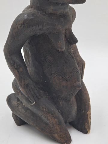 Rare 1930's African Luba Fertility Tribal Figure Handcarved Congo Art Sculpture