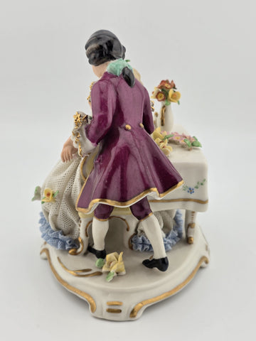 Rare Antique Frankenthal Porcelain Lace Courting Couple Figurine Germany c1900