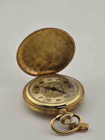 Vintage French Pocket Watch Nastrix 17J Antichoc Engraved Gold Filled Case 36mm