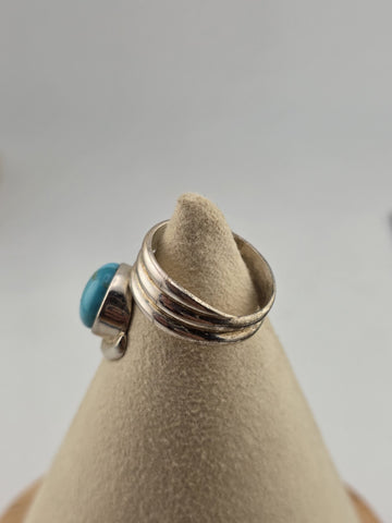 Sterling Silver Turquoise Modernist Swirl Ring 925 China Size 9 Vintage Style