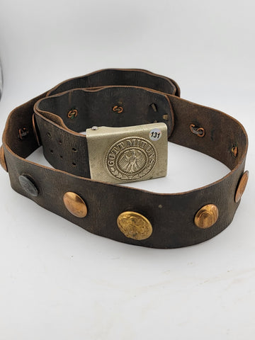 Antique Original WWI Imperial German "Hate Belt" with Buttons & Buckle. 34 inch