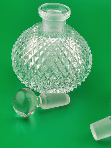 Antique Set Of 2 Cut Glass Perfume Bottle W Stoppers. Made In Czechoslovakia