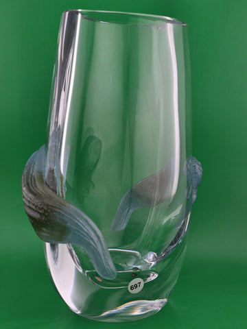 Gorgeous Vintage DAUM France Florilege 8 3/4" x 6 3/4" Heavy Crystal Vase 1980s