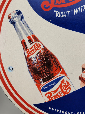 RARE VINTAGE PEPSI-COLA PORCELAIN GASOLINE STATION BOTTLE BEVERAGE SIGN A & W