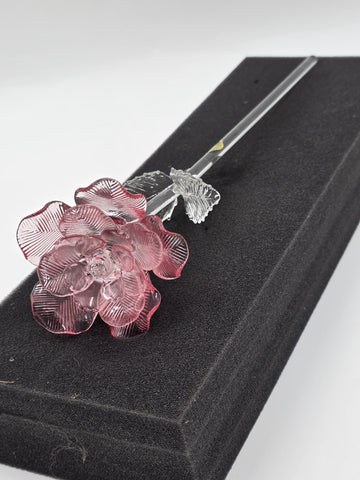 NEW Waterford Lismore Crystal FLEUROLOGY 14.5" Pink Rose - Sculptured Flower.