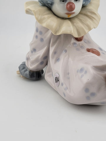 Vintage Retired LLADRO 1990 Glazed Porcelain Tired Friend Clown #05812. VG Cond.