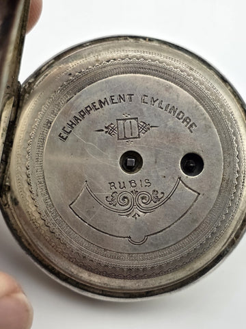 Antique Swiss Silver Pocket Watch c1890 ECHAPPEMENT CYLINDRE RUBIS Working