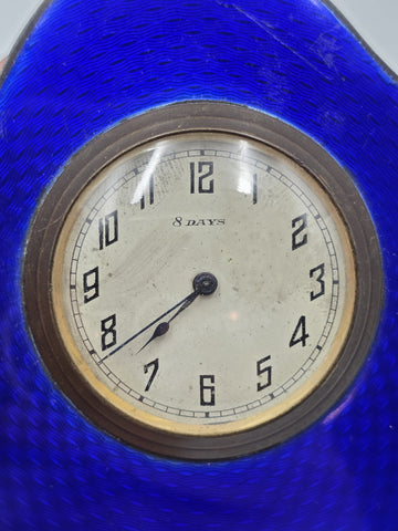 Antique Art Déco Sterling Silver & Enamels Table Clock, Birmingham, C1920. Works