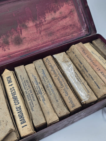 WWII US Army Jeep First Aid Kit 12 Unit Military Medical Metal Box w/ Contents