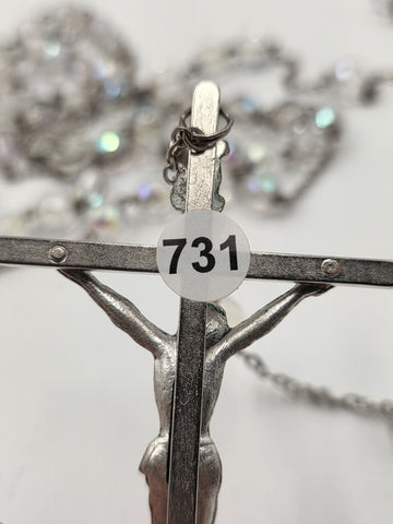 Vintage Italian 51" Ceremonial Catholic Rosary stal Beads Large Crucifix