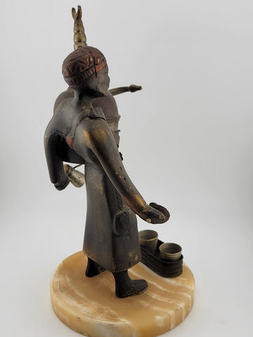 Rare Antique Middle Eastern handmade Bronze Pewter figurine Market Tea seller