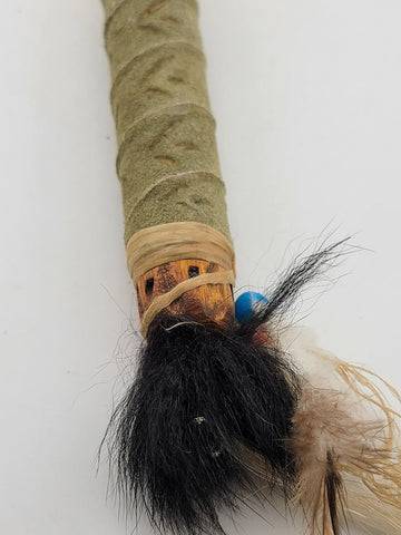 Vtg Custom Native Hand Made Stonehead Tomahawk Axe Hatchet Leather Wrap Fringes