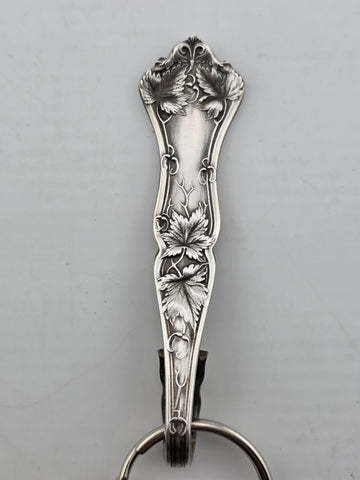 Antique Sterling Silver Spoon Handle Keychain Floral Art Nouveau 28.4g