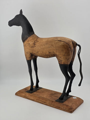Vintage, Hand Carved Wood & Metal, Folk Art, Horse Sculpture