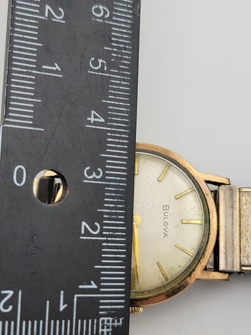 1960's Bulova Round Dress 32mm Wind Up Mens Vintage Wrist Watch Original Working