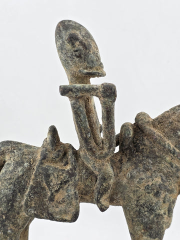 RARE ANTIQUE C 1920 EQUESTRIAN FIGURE BRONZE KOTOKO PEOPLE CHAD CENTRAL AFRICA