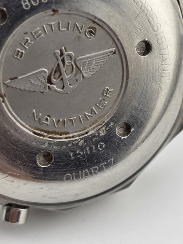 1987 42mm Breitling 80972 Jupiter Navitimer 3300 Quartz Watch. Untested. As-is.