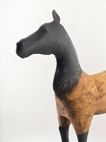 Vintage, Hand Carved Wood & Metal, Folk Art, Horse Sculpture