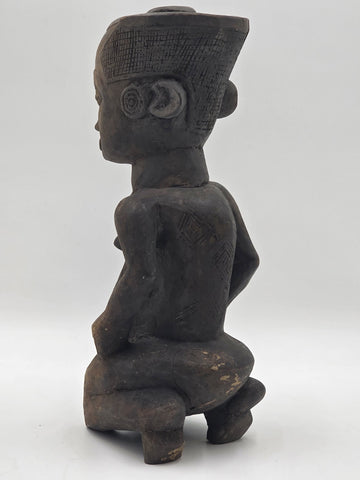 Rare 1930's African Luba Fertility Tribal Figure Handcarved Congo Art Sculpture
