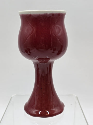 Vintage 1982 Studio Art Porcelain JS Cummings Red Pitcher & 4 Glasses Signed.