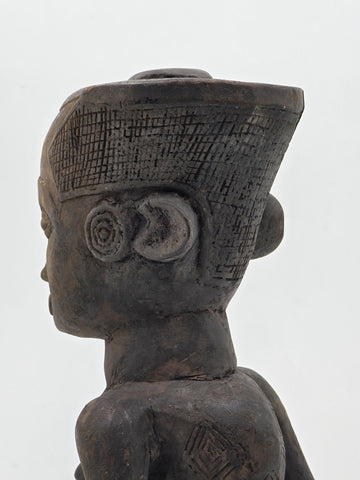 Rare 1930's African Luba Fertility Tribal Figure Handcarved Congo Art Sculpture