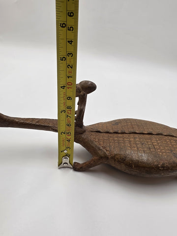 Rare African Senufo Bronze Crocodile with Rider Ritual Oracle Figure Lost Wax