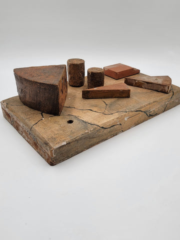 Antique 19th C One Of A Kind English & Continental Wooden Cheese Display Board.