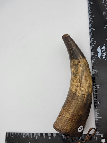 Rare 19th C Antique Civil War Era Black Powder Flask Natural Horn. Great Cond.