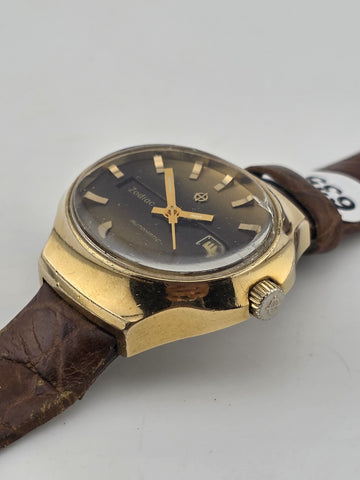 Vintage 1960's Ladies Date Oval Zodiac Automatic Watch. Gold Filled. Working