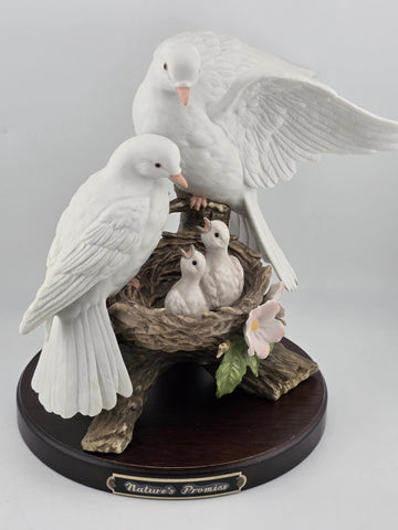 HOMCO HOME INTERIORS CLASSIC PORCELAIN "NATURE'S PROMISE" DOVES/FLOWERS/FAMILY