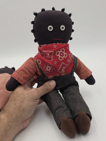 Antique Hannah & George Primitive Folk Art Rag Dolls Signed Handmade 13” Couple
